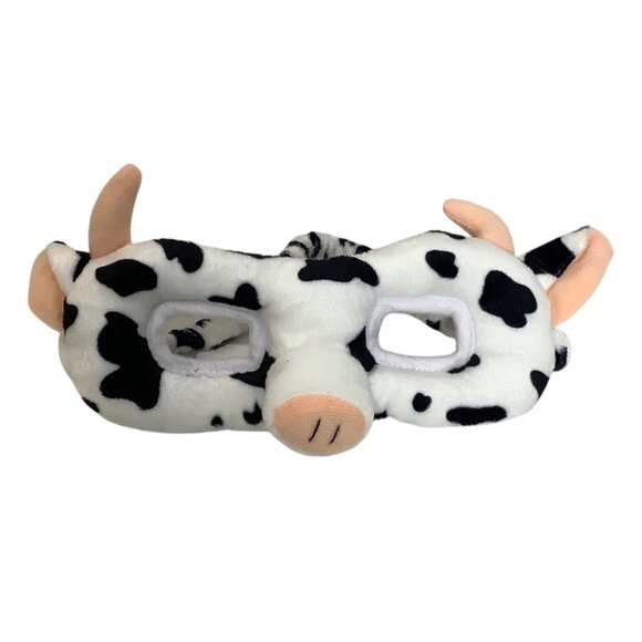 Child's Cow Print Plush Animal Sleep Mask Costume Halloween Elastic Strap - Picture 1 of 3